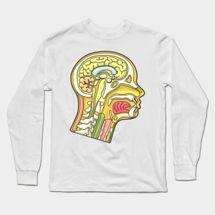 Human Head Anatomy Cross Section Illustration Long Sleeve T-Shirt